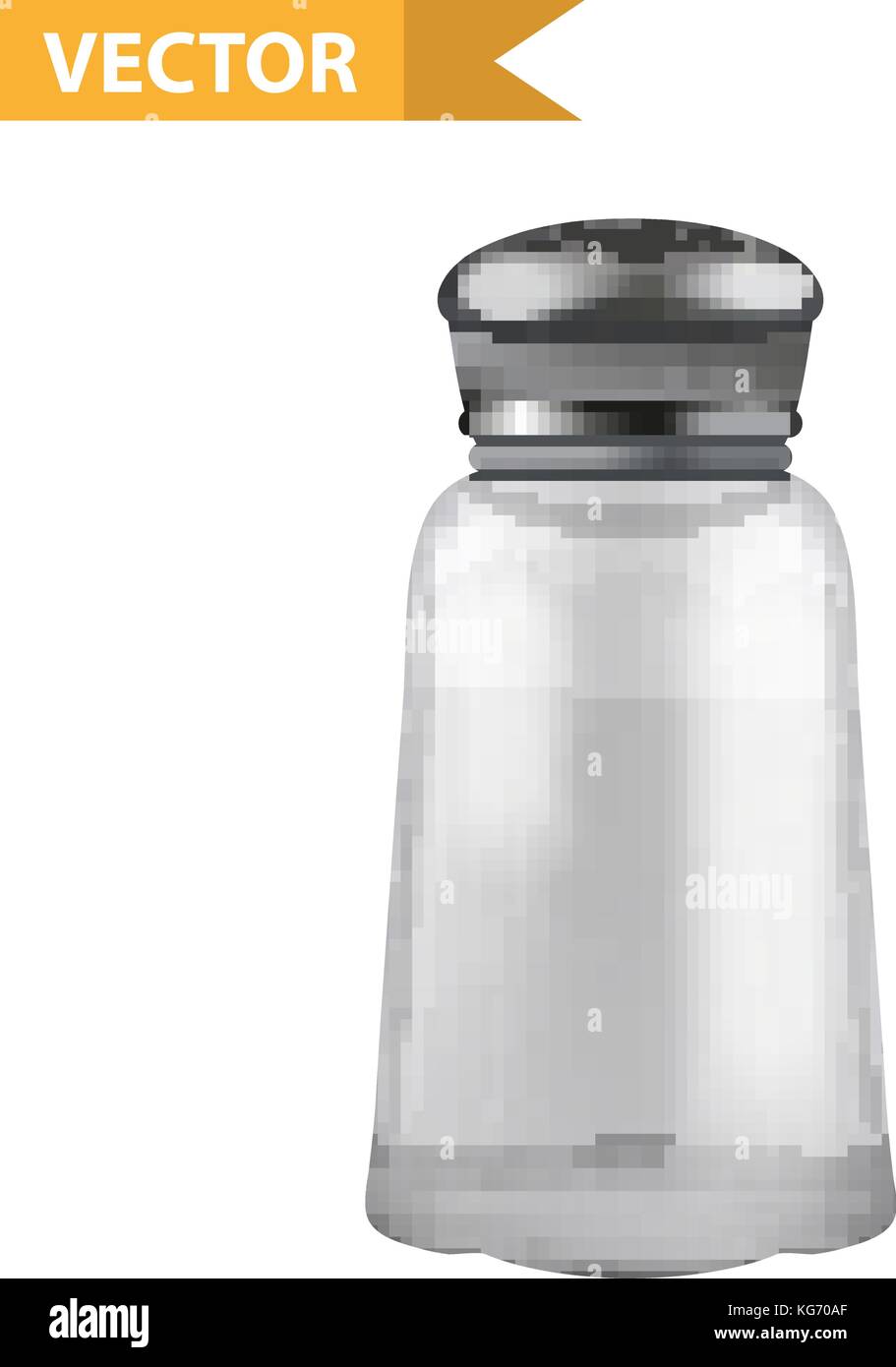 Realistic 3d salt shaker. Glass jar for spices. Isolated on white