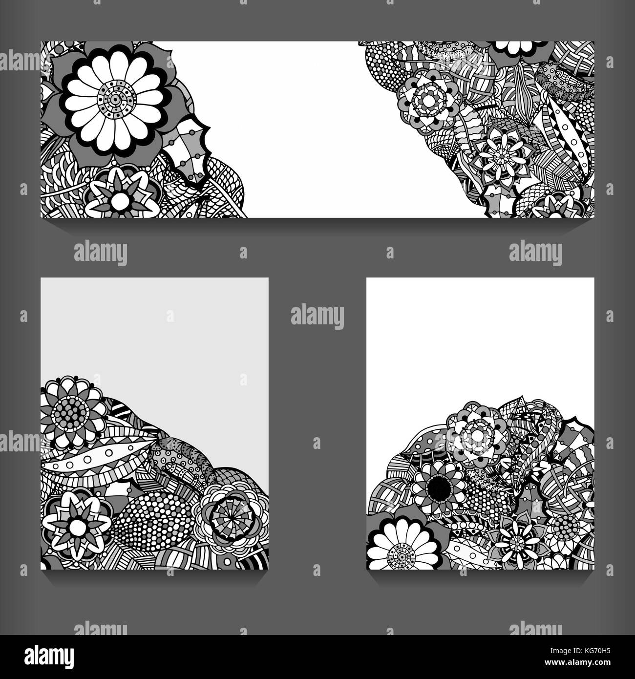 Abstract vector hand drawn vintage ethnic pattern card set Stock Vector ...