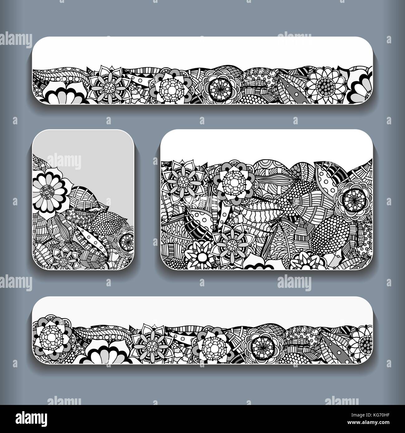 Abstract vector hand drawn vintage ethnic pattern card set Stock Vector ...