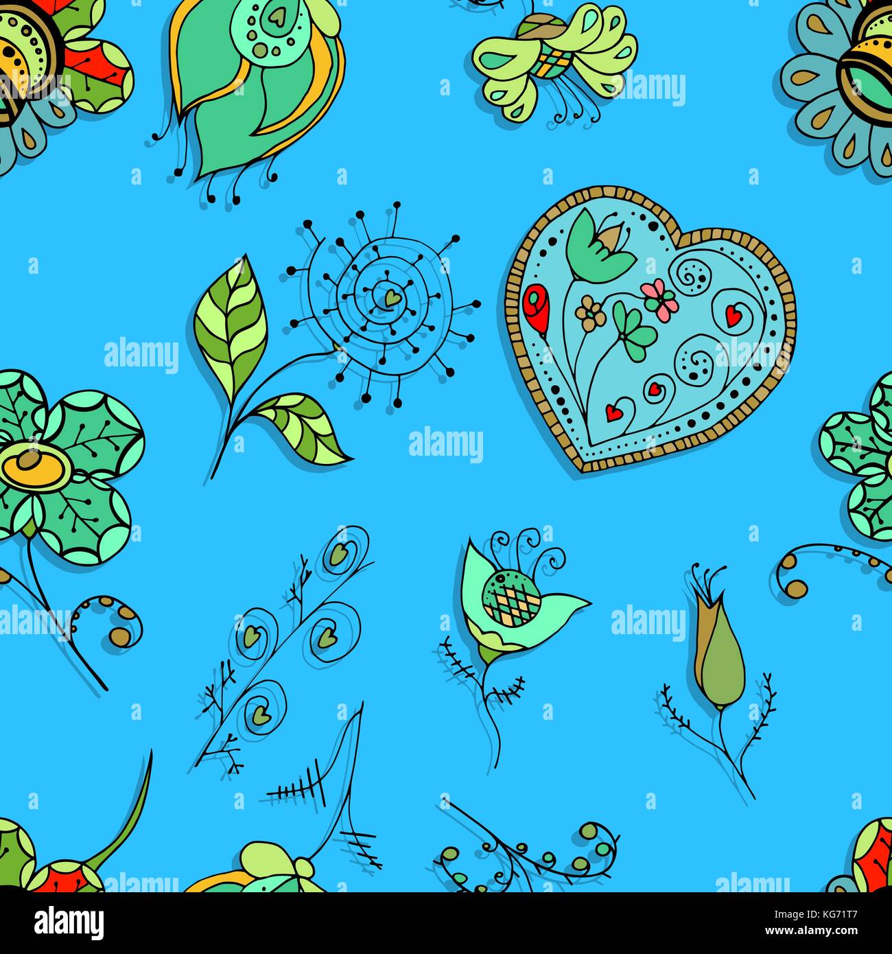 Seamless abstract handdrawn floral pattern. Vector illustration Stock