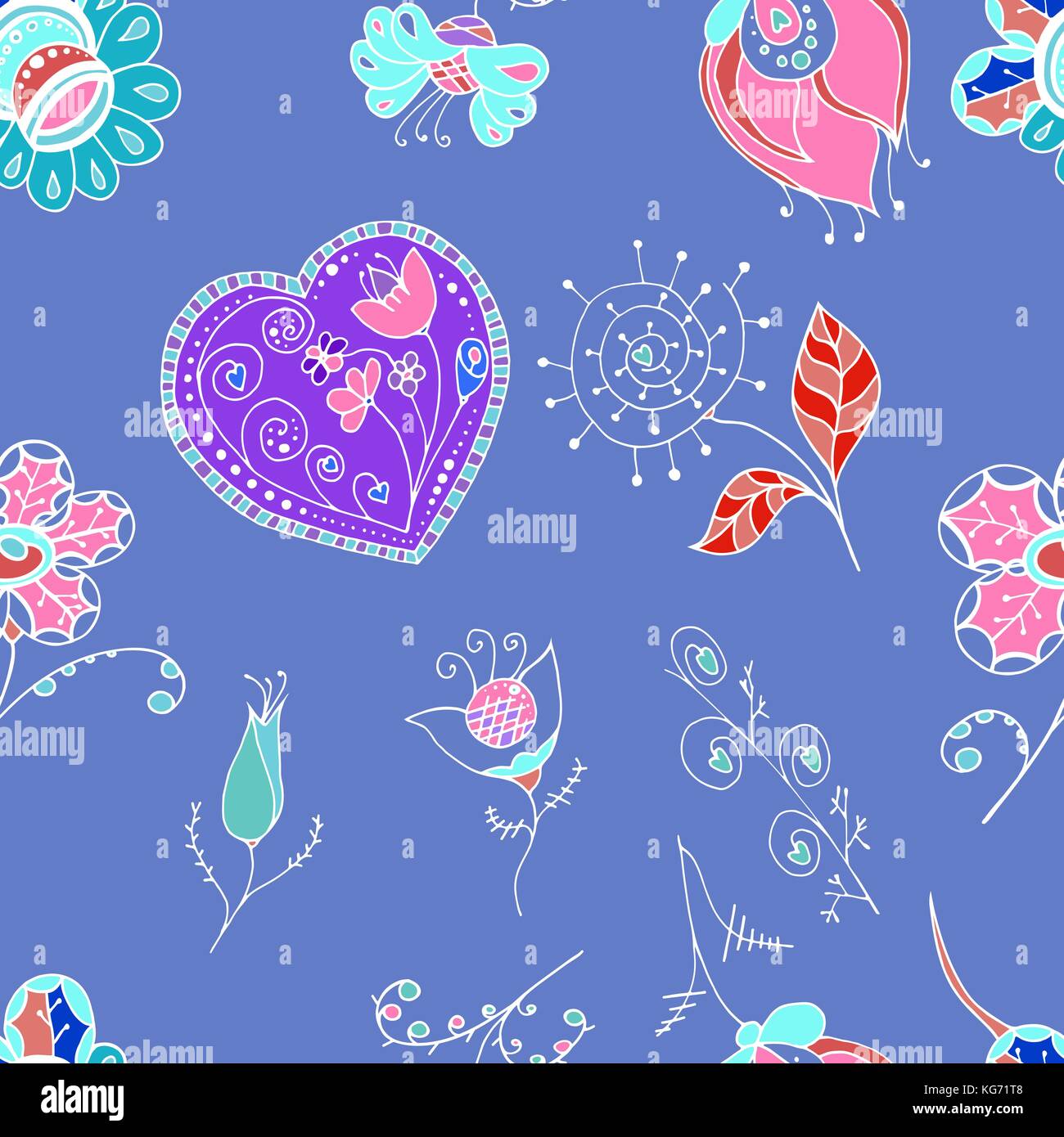 Seamless abstract handdrawn floral pattern. Vector illustration Stock