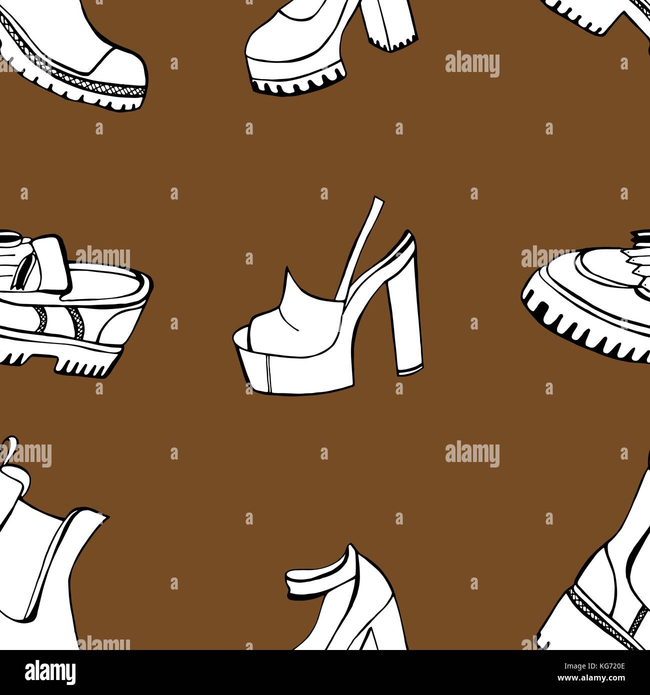 Vector seamless pattern with shoes of sketches by hand with the image ...