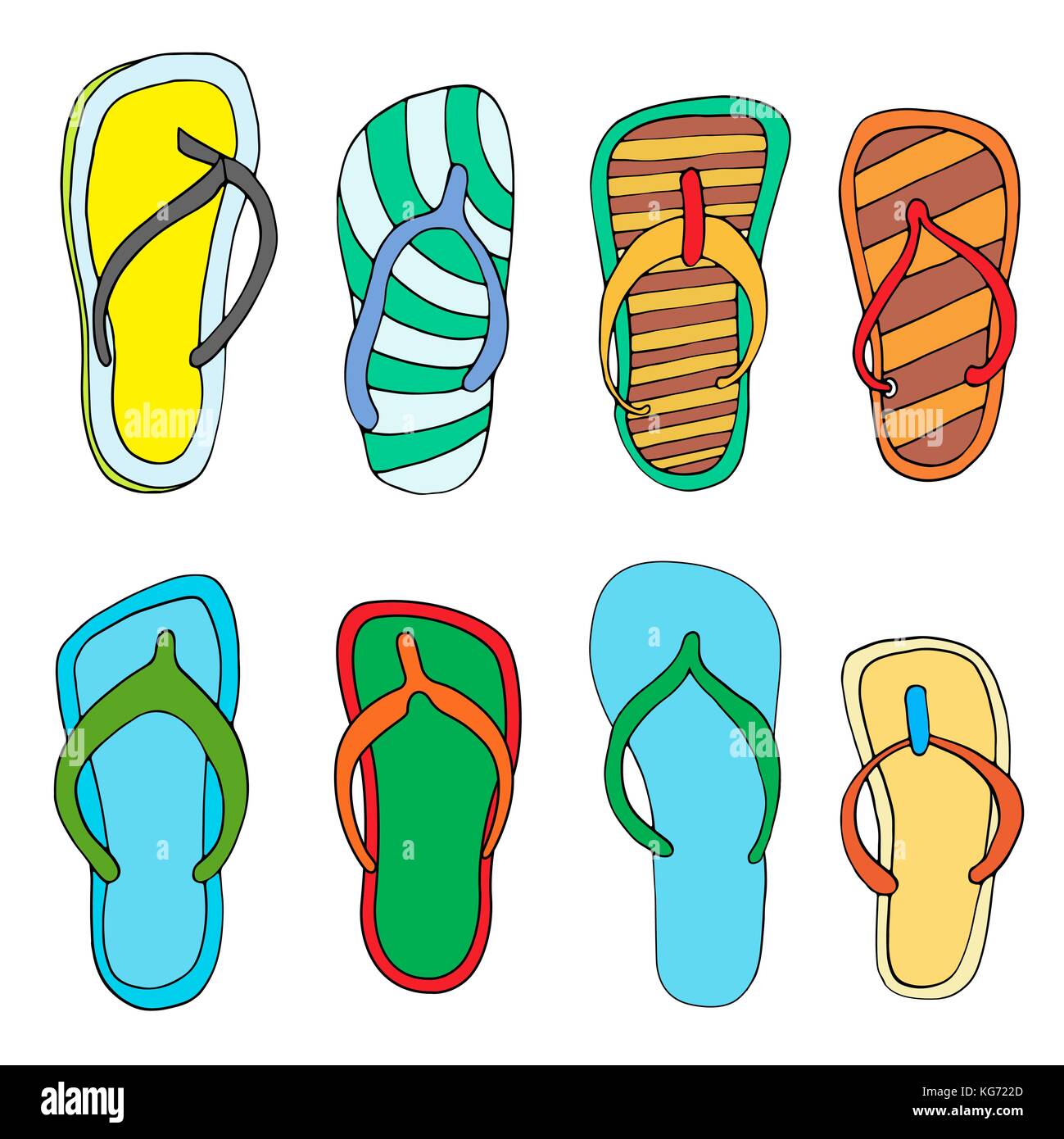 Colorful flip flops set. Illustration on white background Stock Vector ...