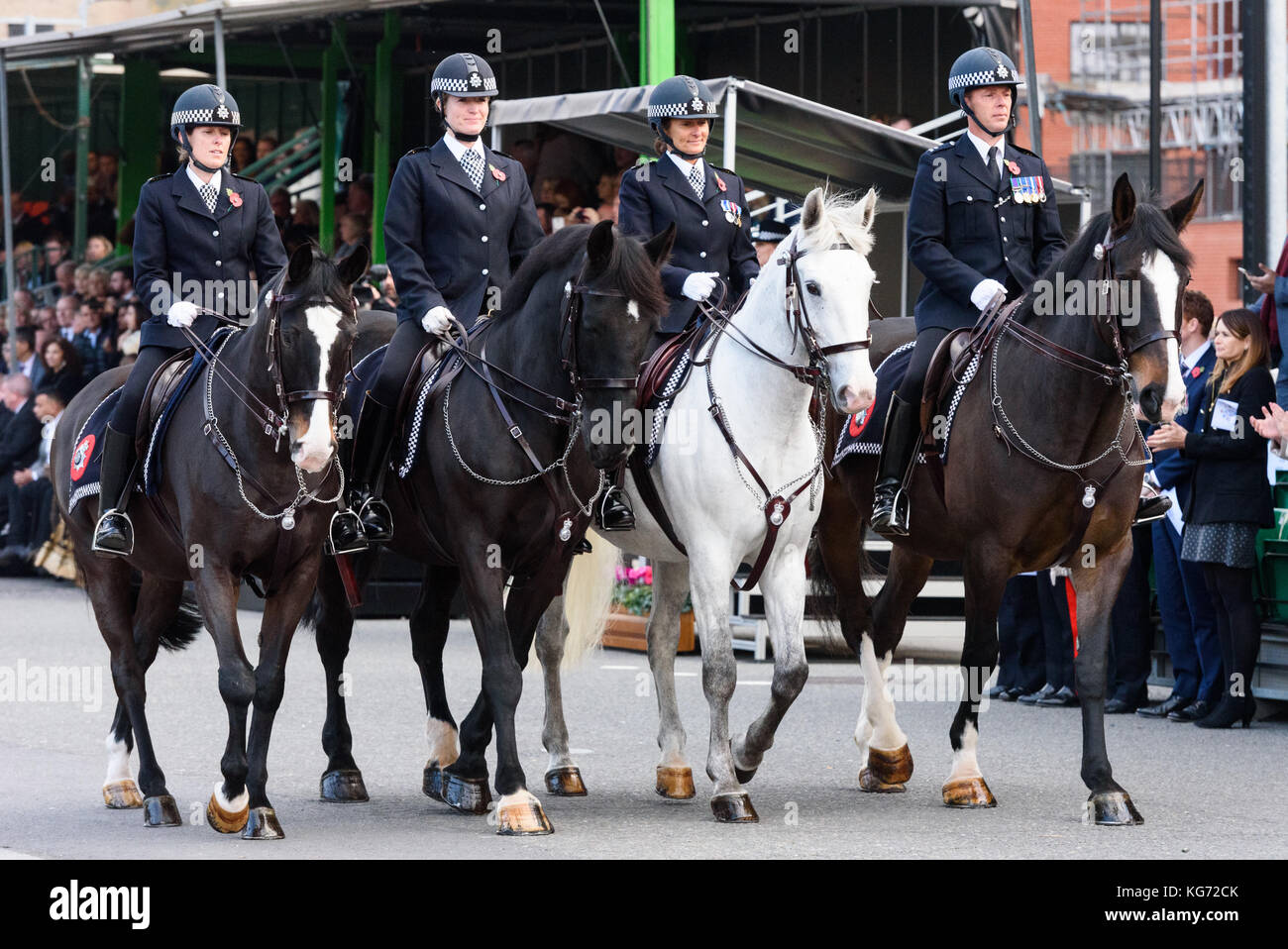 Police recruits on parade during the Metropolitan Police Service Passing Out Parade, to mark the graduation of 182 new recruits from the Met's Police  Stock Photo