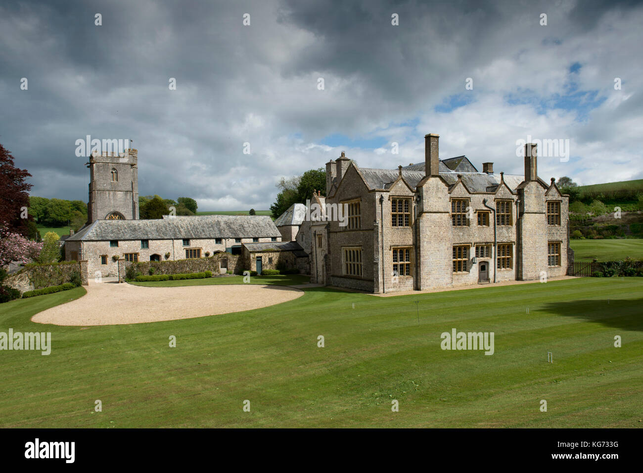 Whitestaunton Manor, near Taunton, Somerset, UK Stock Photo
