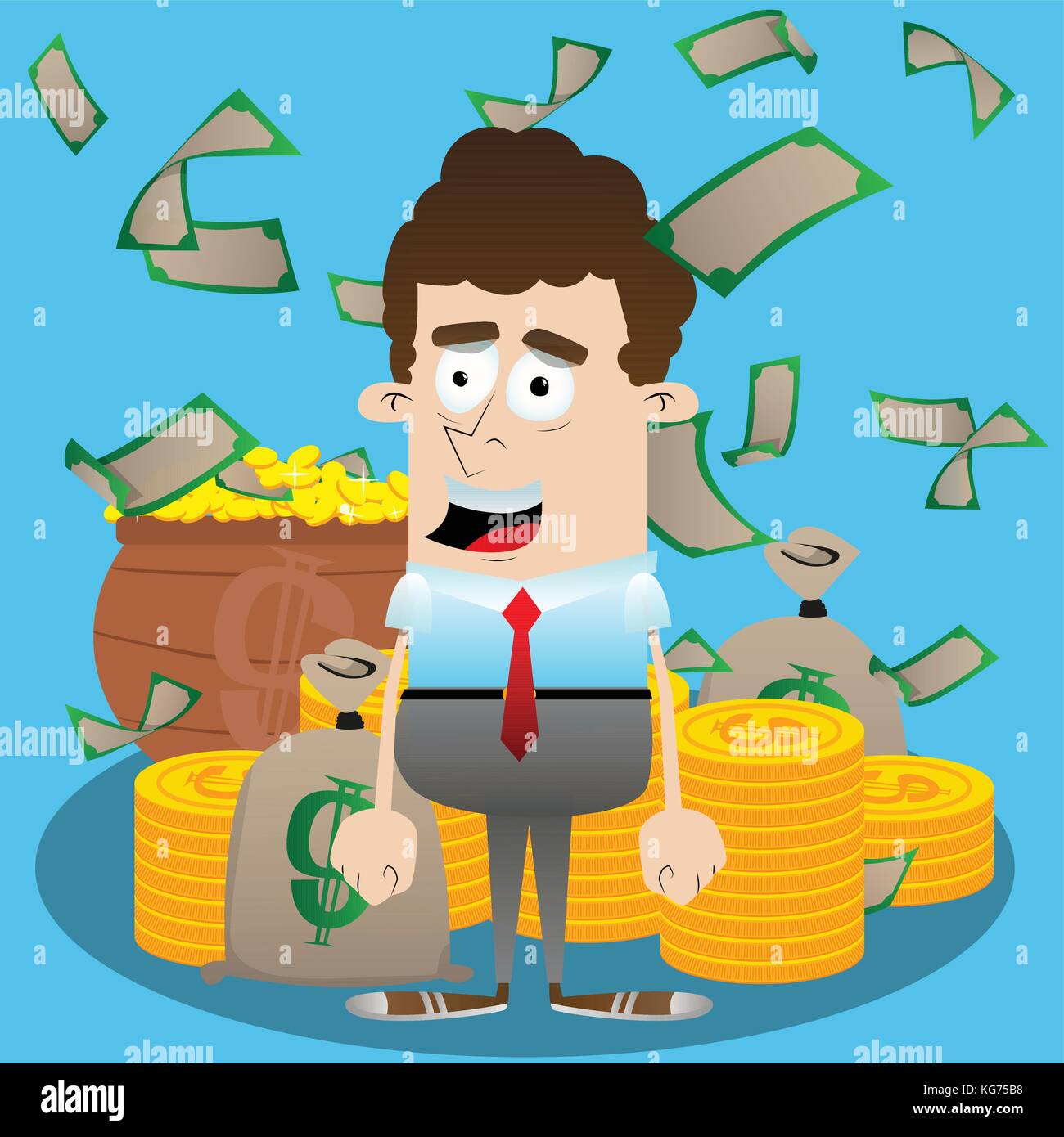 Businessman with money. Vector cartoon character illustration. Rich Business  concept Stock Vector Image & Art - Alamy
