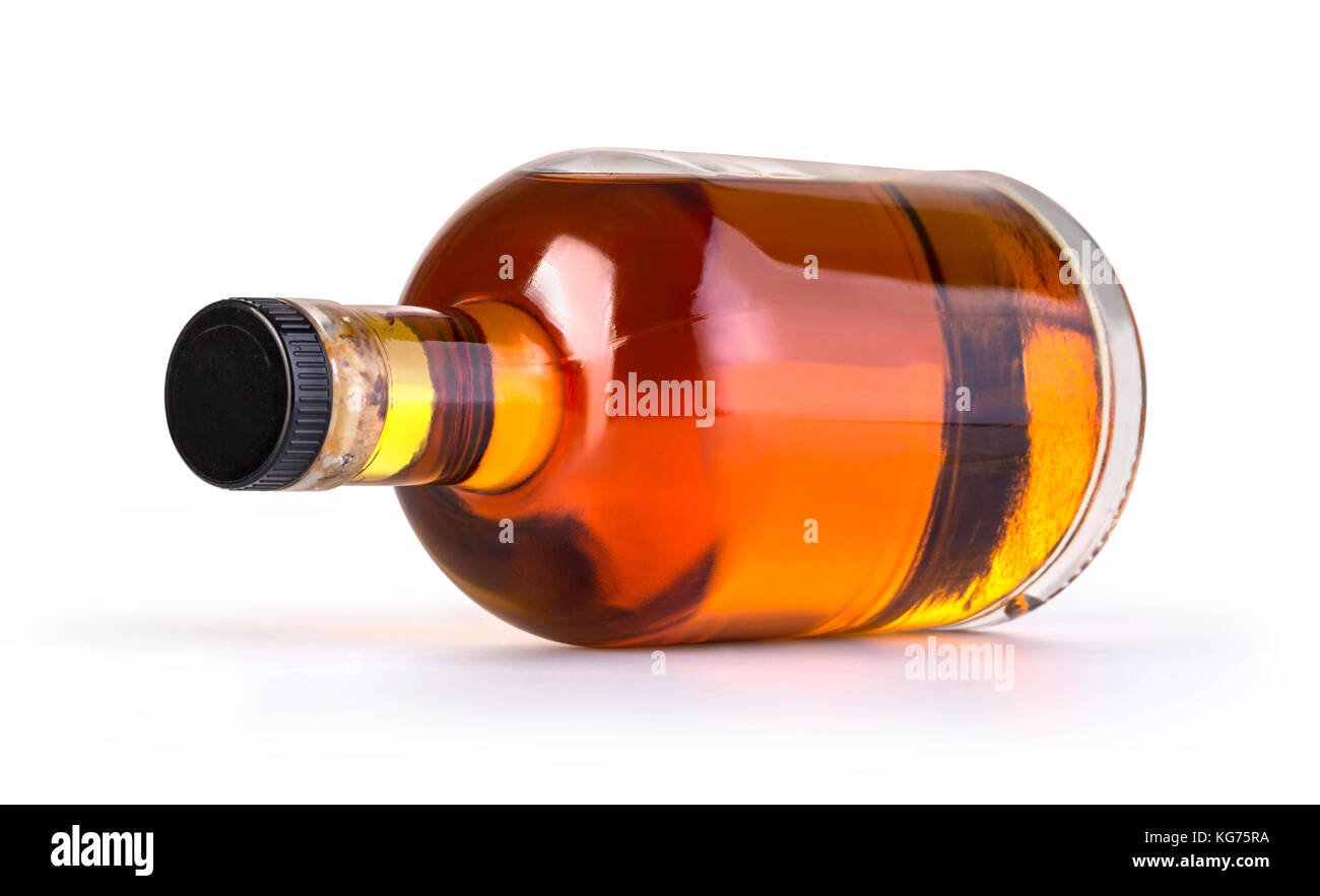 Full whiskey bottle isolated on white background with clipping path ...