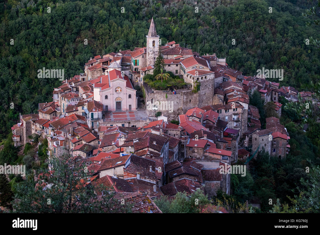 A view of the village of Apricale, Italy. Apricale is a town in the province of Imperia, in the
