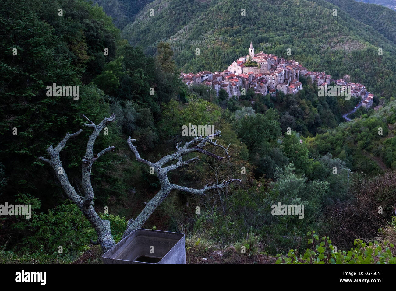 A view of the village of Apricale, Italy. Apricale is a town in the province of Imperia, in the