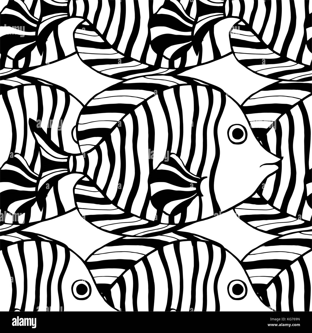 Monochrome Fish, seamless pattern background. Vector illustration Stock ...