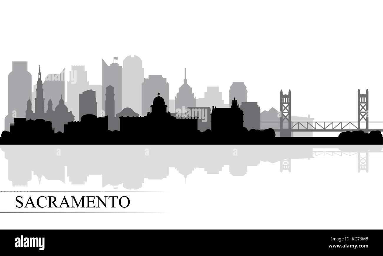 Sacramento city skyline silhouette background, vector illustration Stock Vector