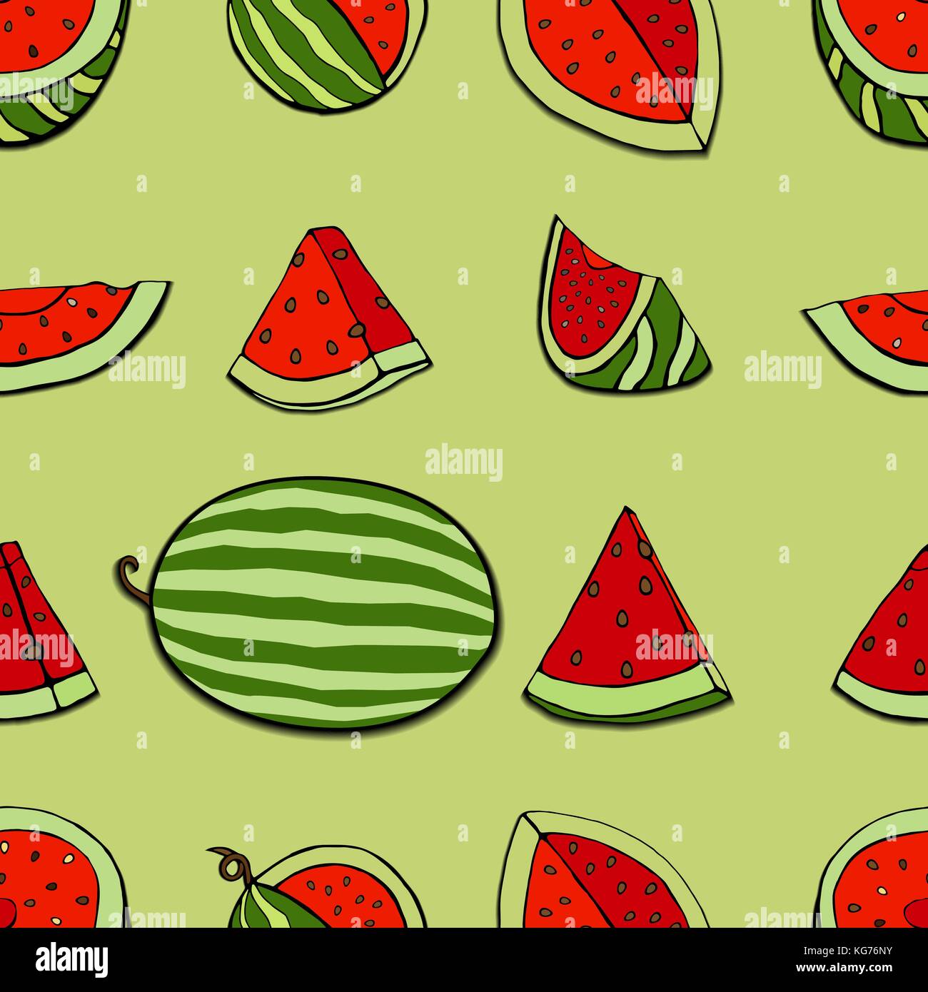 Seamless repeat pattern with watermelon slices. Vector illustration ...