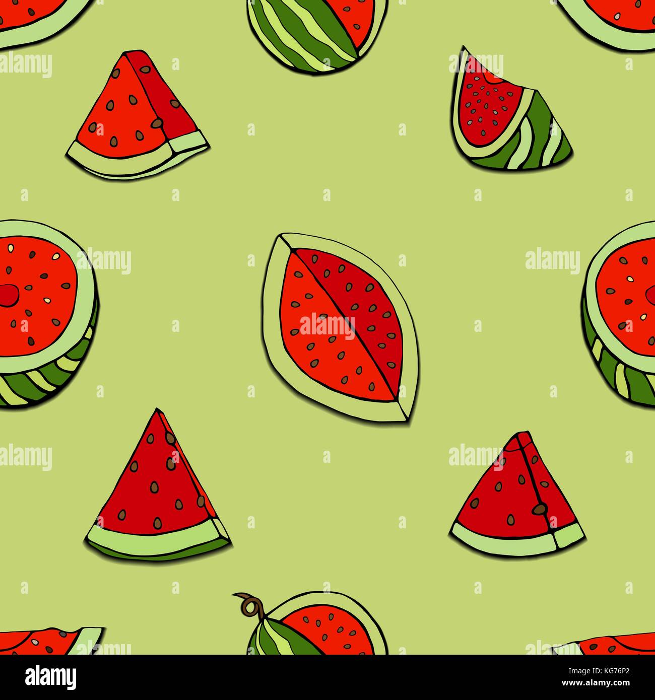 Seamless repeat pattern with watermelon slices. Vector illustration ...
