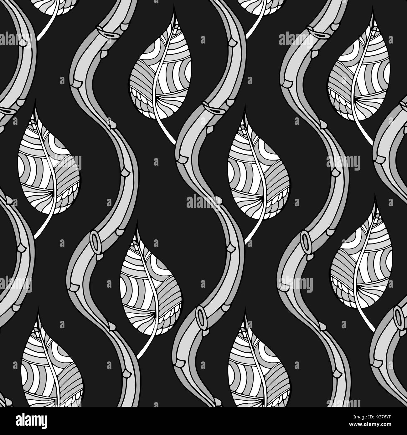 Monochrome seamless pattern with branches. Vector illustration Stock ...