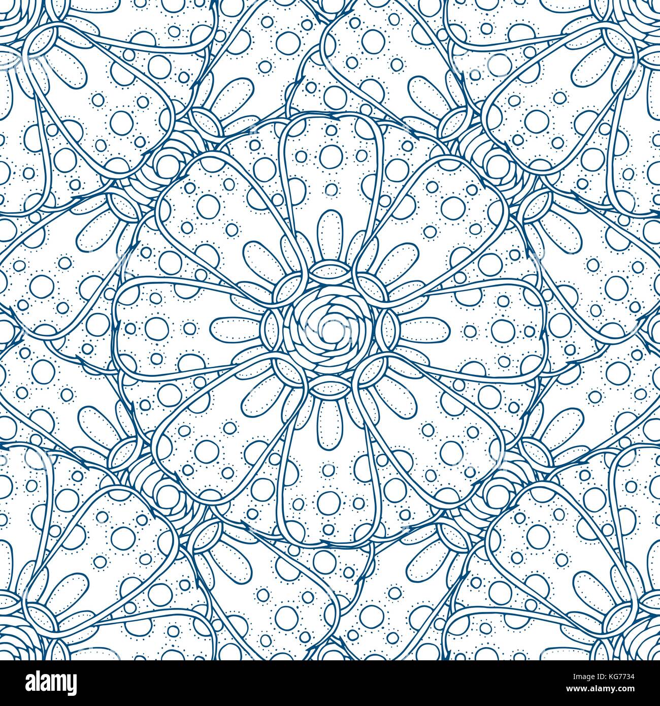 Blue seamless pattern. Design for dutch tile, background, textile Stock