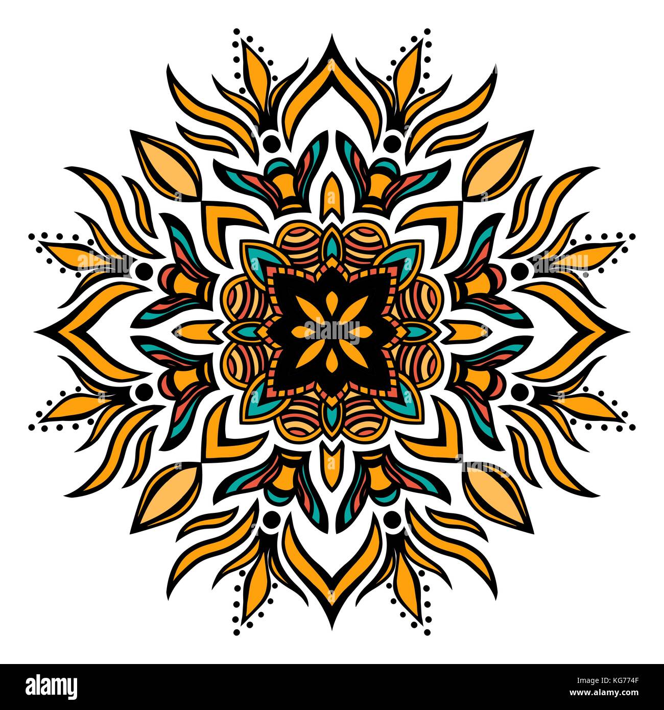 Mandala Square ornament, tribal ethnic pattern, arabic Indian motif