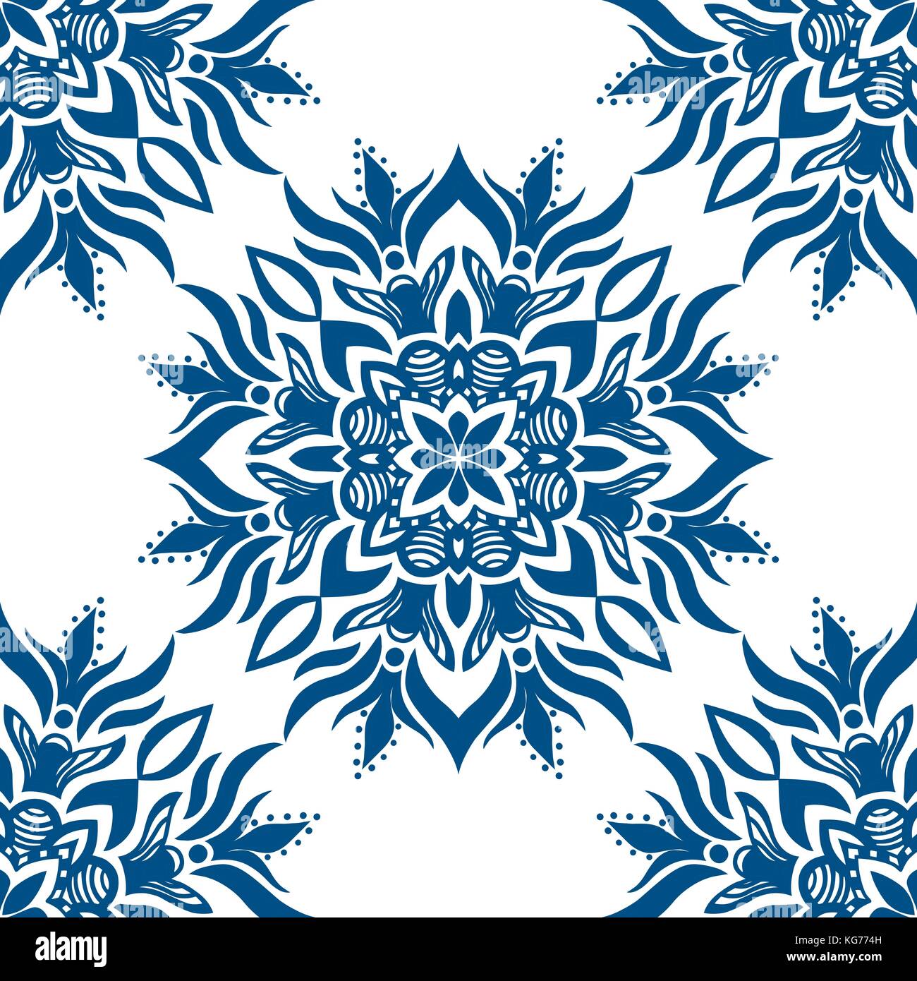 Blue seamless pattern. Design for dutch tile, background, textile Stock ...