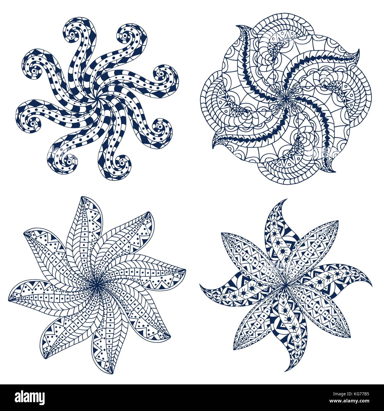 Set of Rosette ornament. Isolated on white. Vector Illustration Stock ...