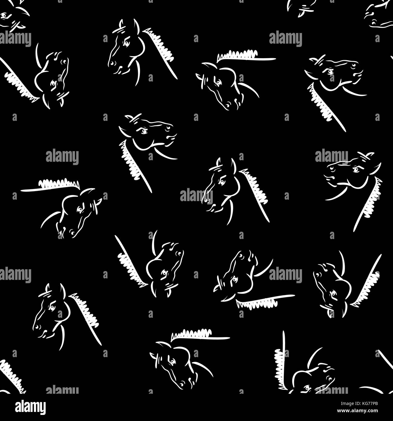 White Horse Head Seamless Pattern Stock Vector Image & Art - Alamy