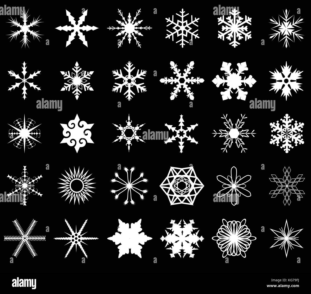 A collection of 30 different snowflakes Stock Vector Image & Art - Alamy