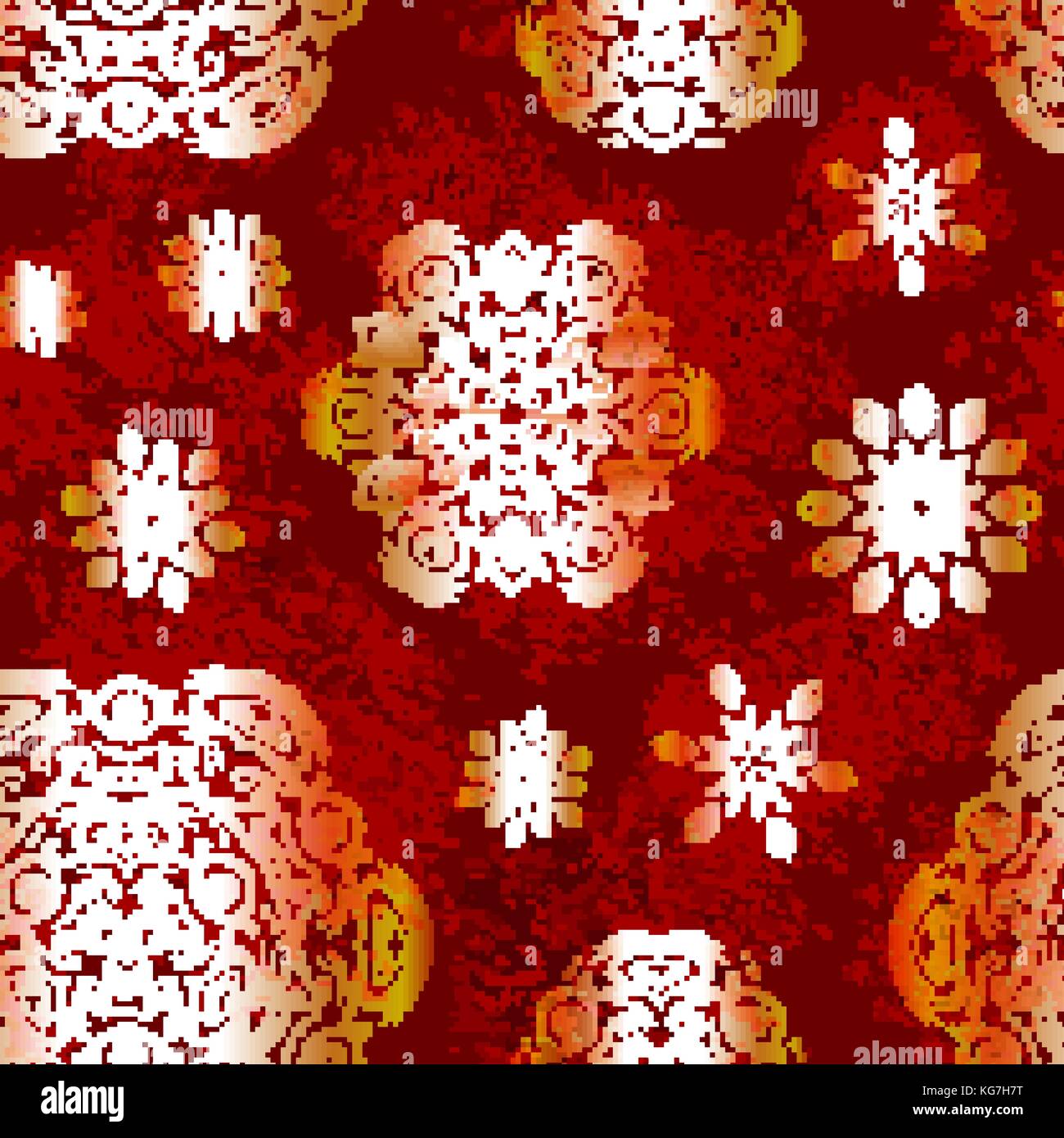 Christmas seamless pattern with snowflakes in red Stock Vector