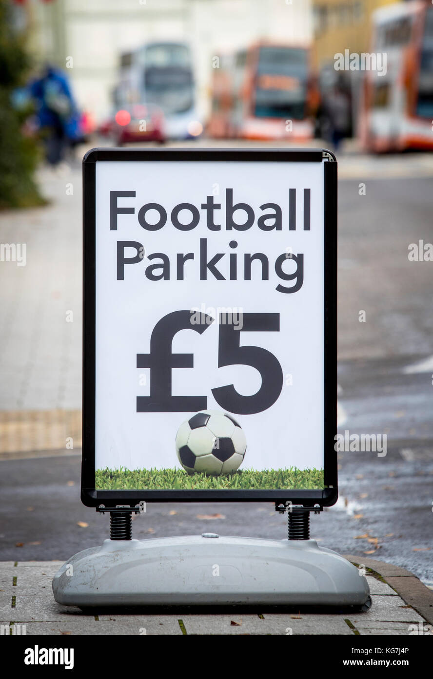 Match day football parking sign Stock Photo
