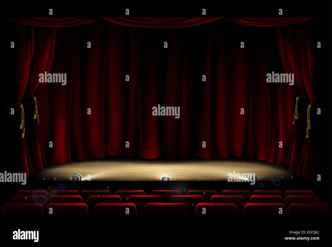 Theatre Stage with Theater Curtains Stock Vector