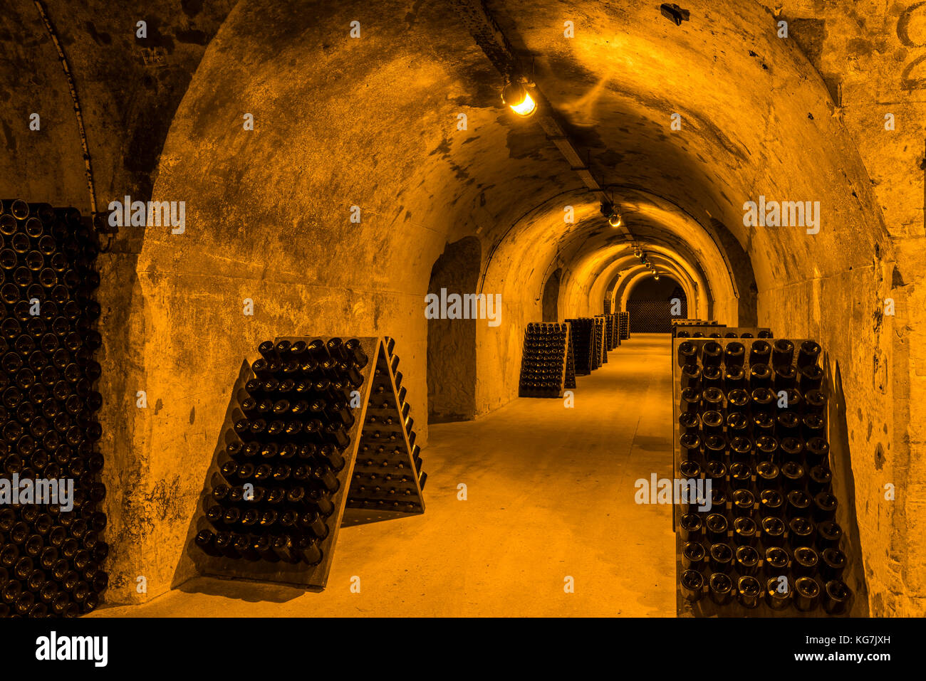 Reims, France June 12, 2017 the caves of Champagne House taittinger
