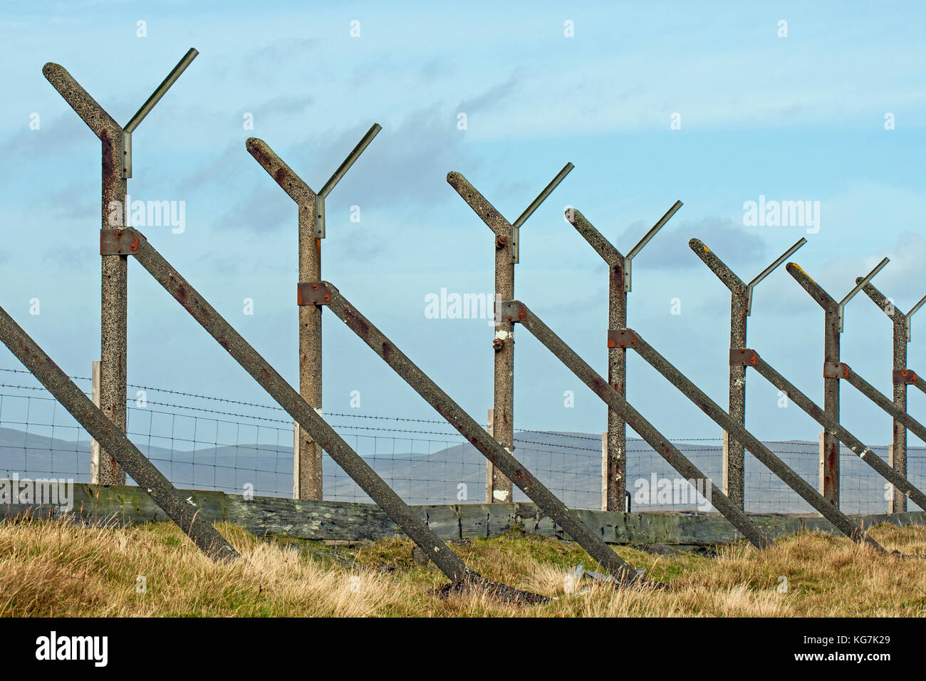 Disused concrete fence posts, Ward of Scousburgh, Mainland Shetland, Scotland Stock Photo