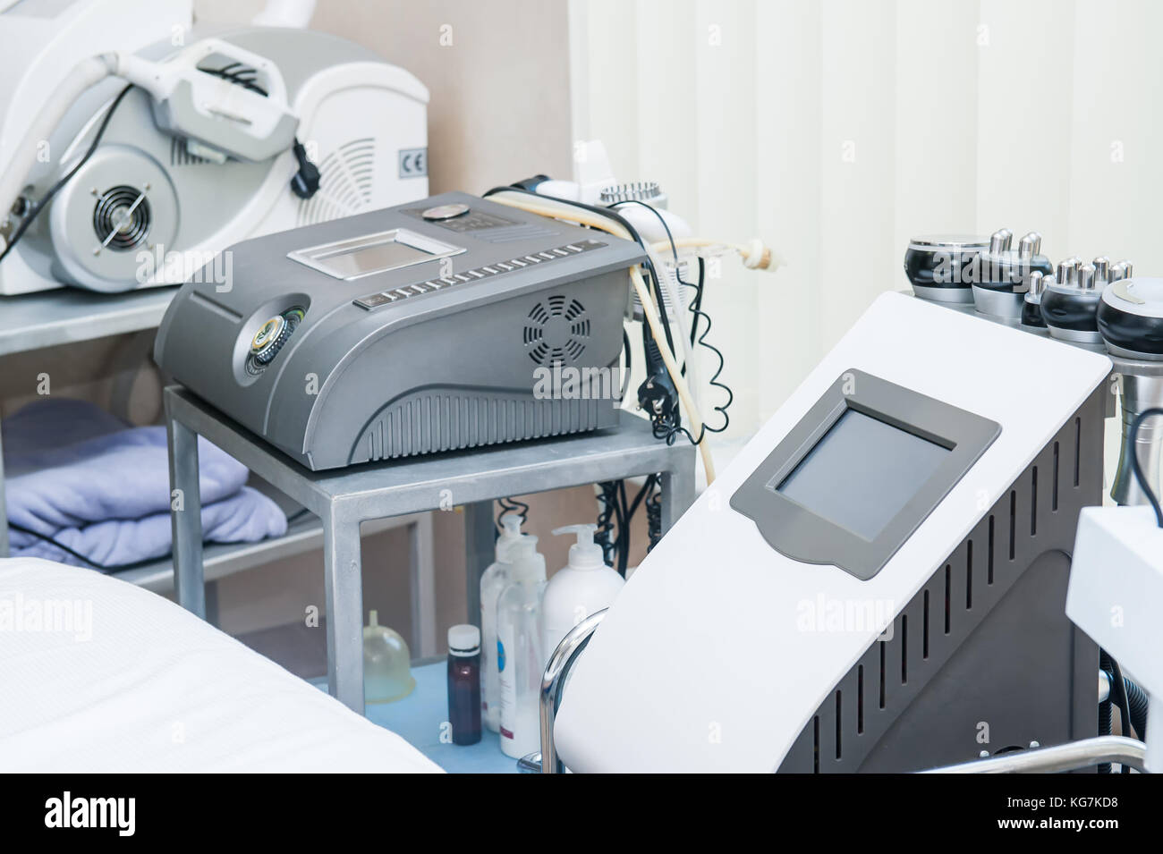 Modern laser massage equipment in the beauty salon or physiotherapy