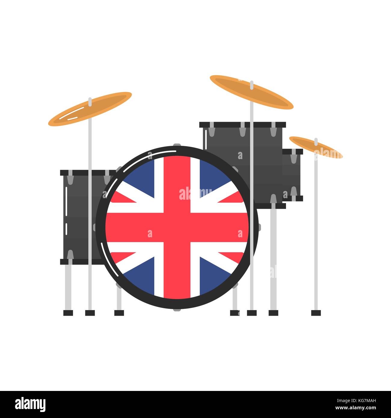 Icon of a drum kit on white background. Musical instruments topic Stock ...
