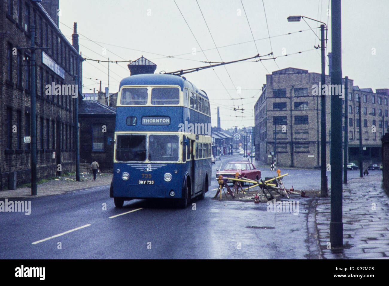 Bradford Trolley Bus No 735 Reg No DKY 735 at Thornton in 1971 Stock Photo