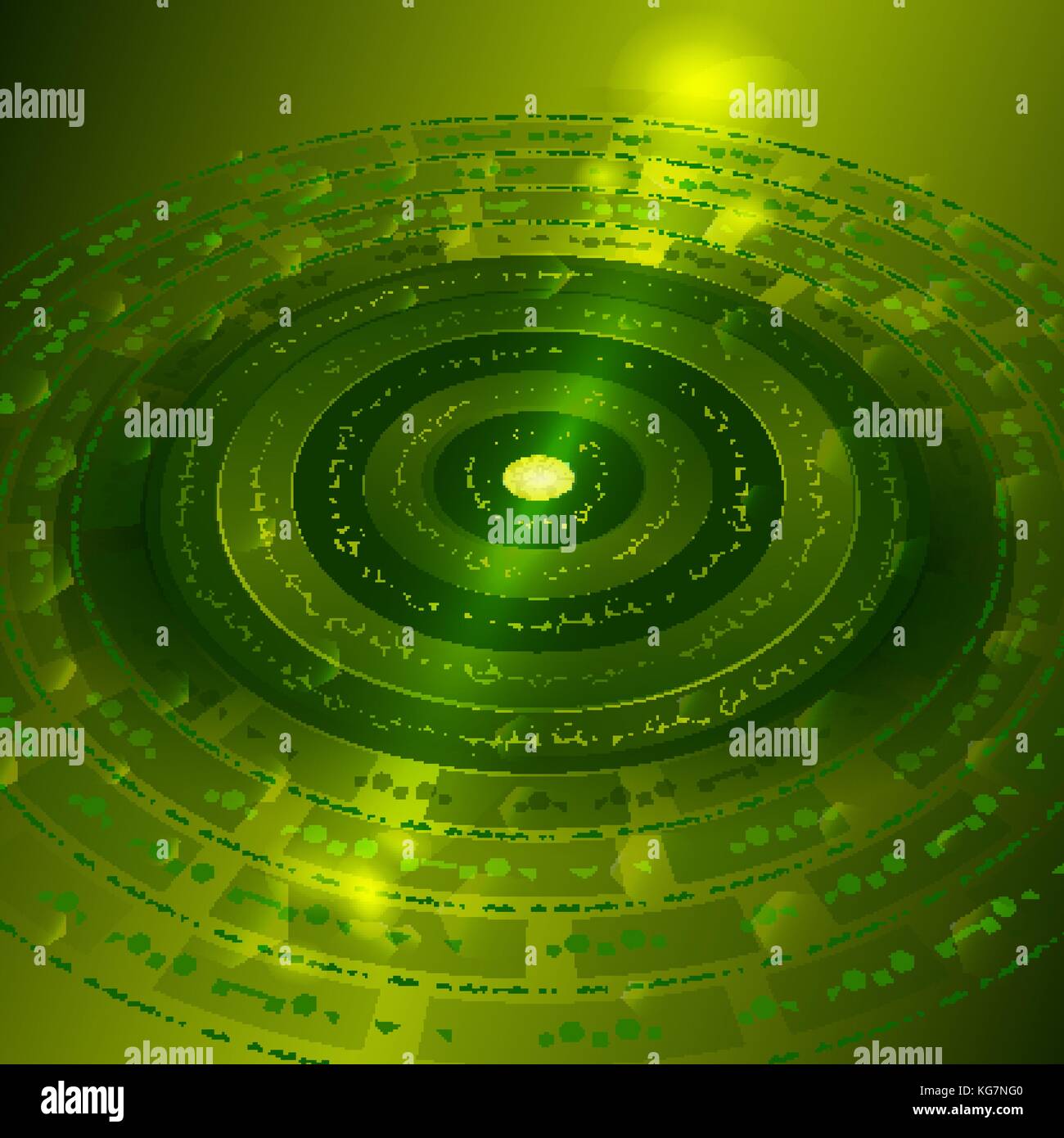 Techno background with metal gears in green color Stock Vector