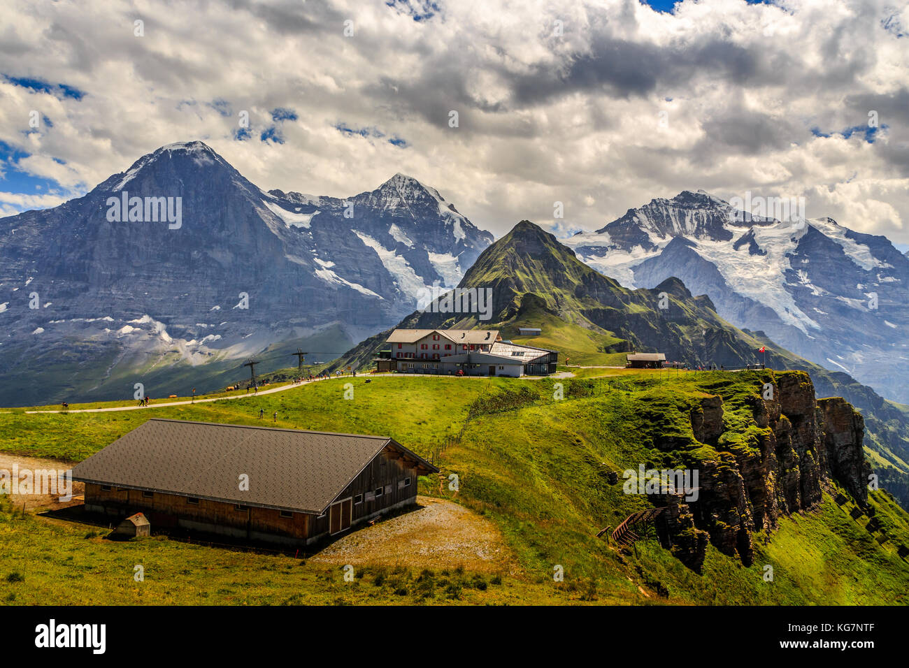 View from the jungfrau to the eiger and monch hi-res stock photography ...