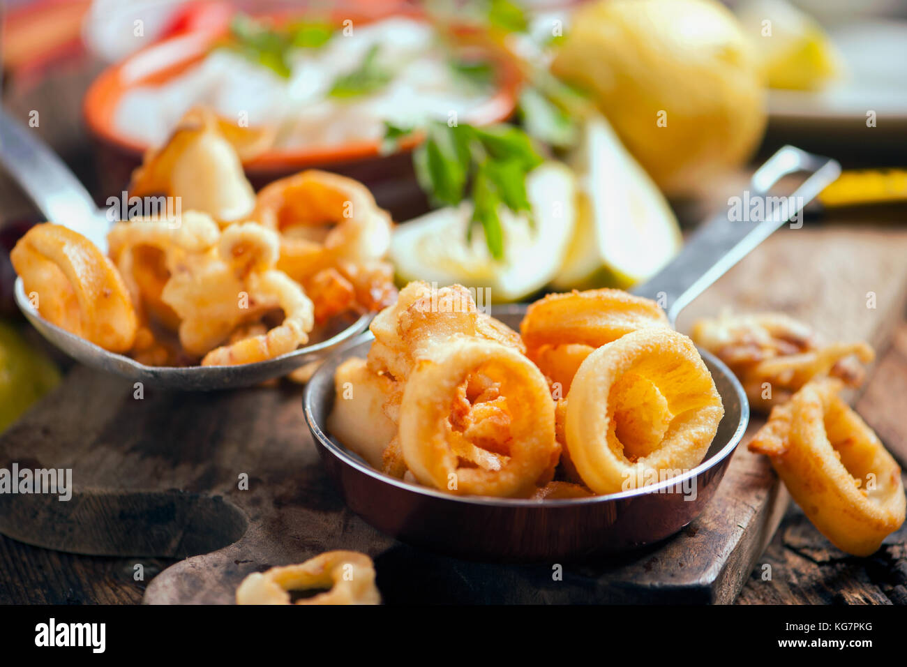 Fresh Fried Calamari. Mediterranean squid Stock Photo - Alamy