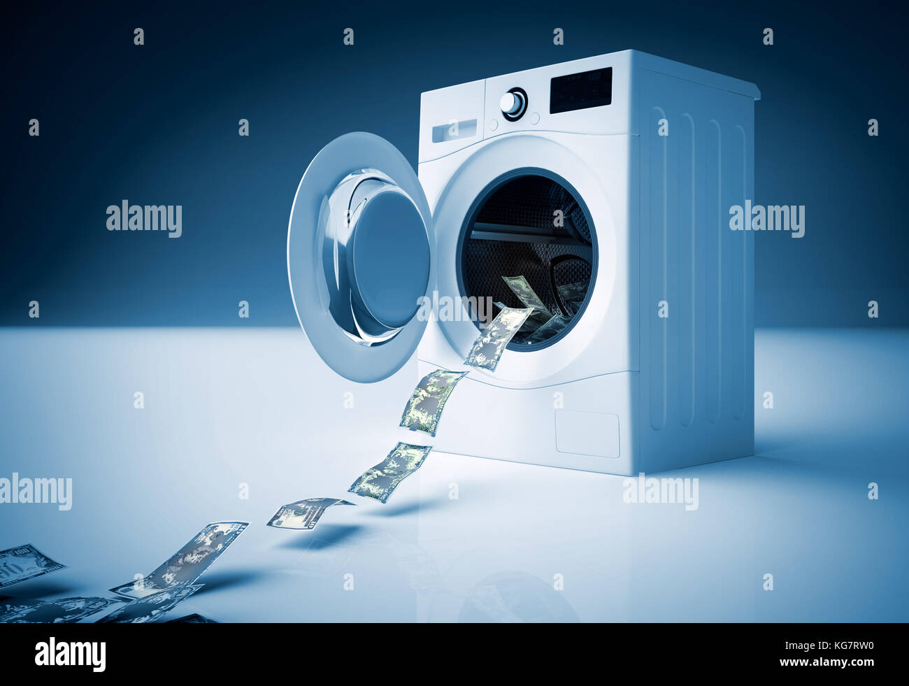 Concept of money laundering, money jump into the washing machine Stock Photo Alamy