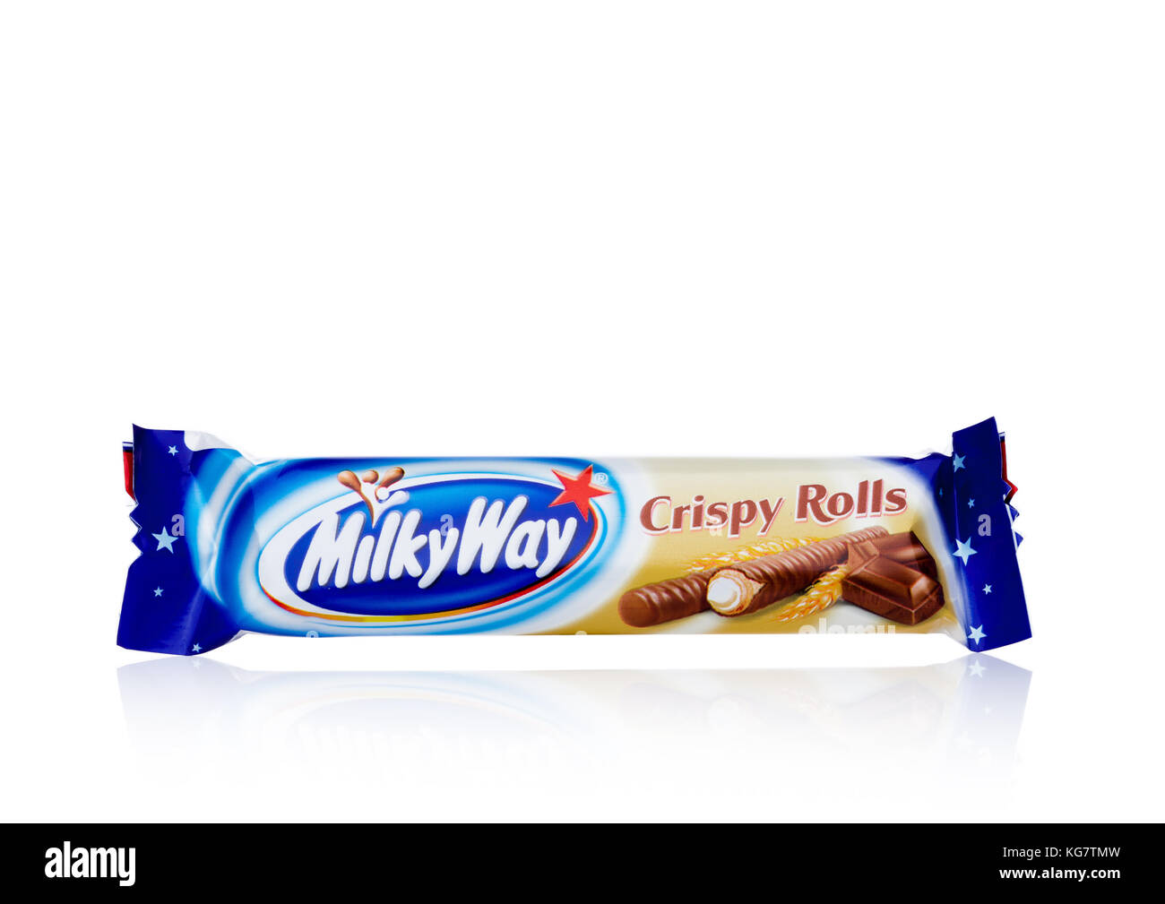LONDON, UK - NOVEMBER 03, 2017: Milky Way Crispy Rolls chocolate bar on  white background Stock Photo - Alamy