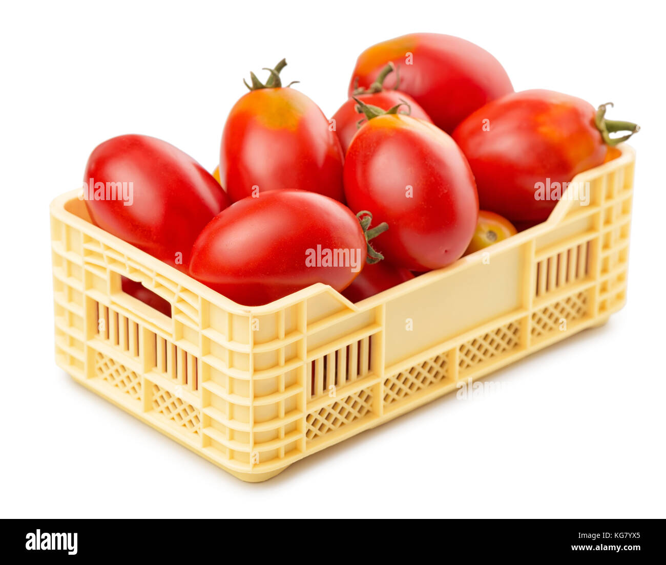 full vegetable box with tomato isolated on white background, concept raw food Stock Photo