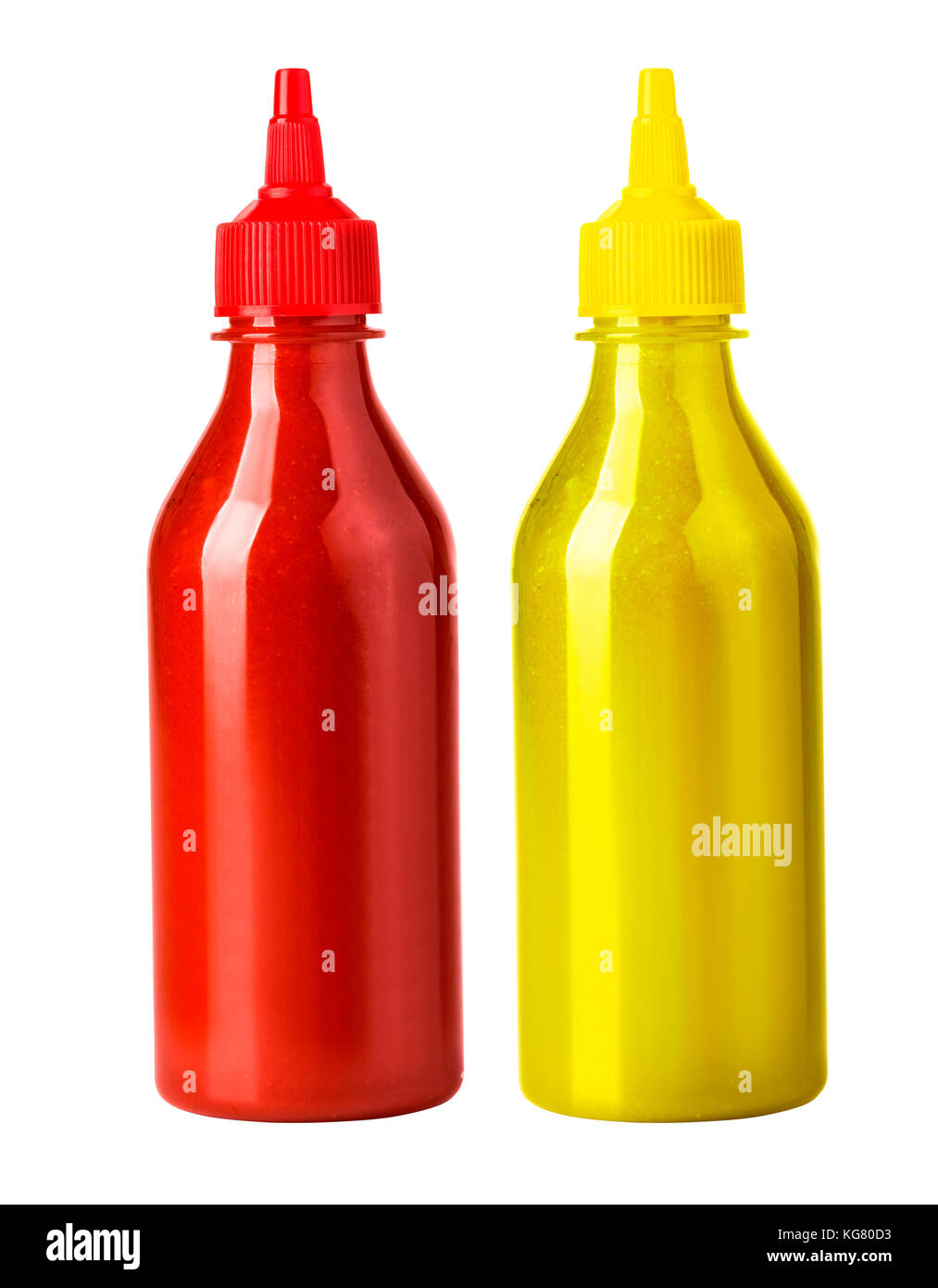 ketchup and mustard bottle isolated on a white background Stock Photo
