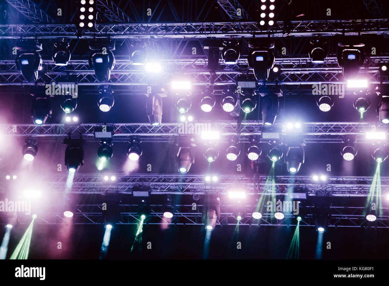 Picture of bright concert lighting on stage Stock Photo