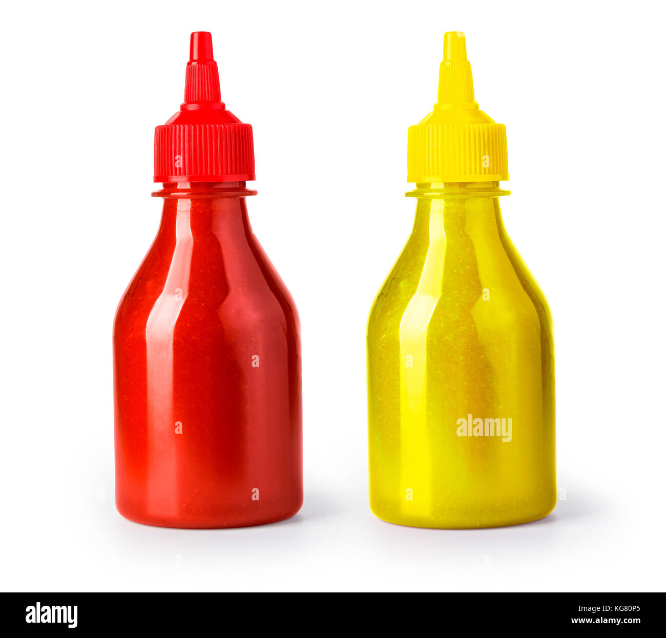 ketchup and mustard bottle isolated on a white background with clipping