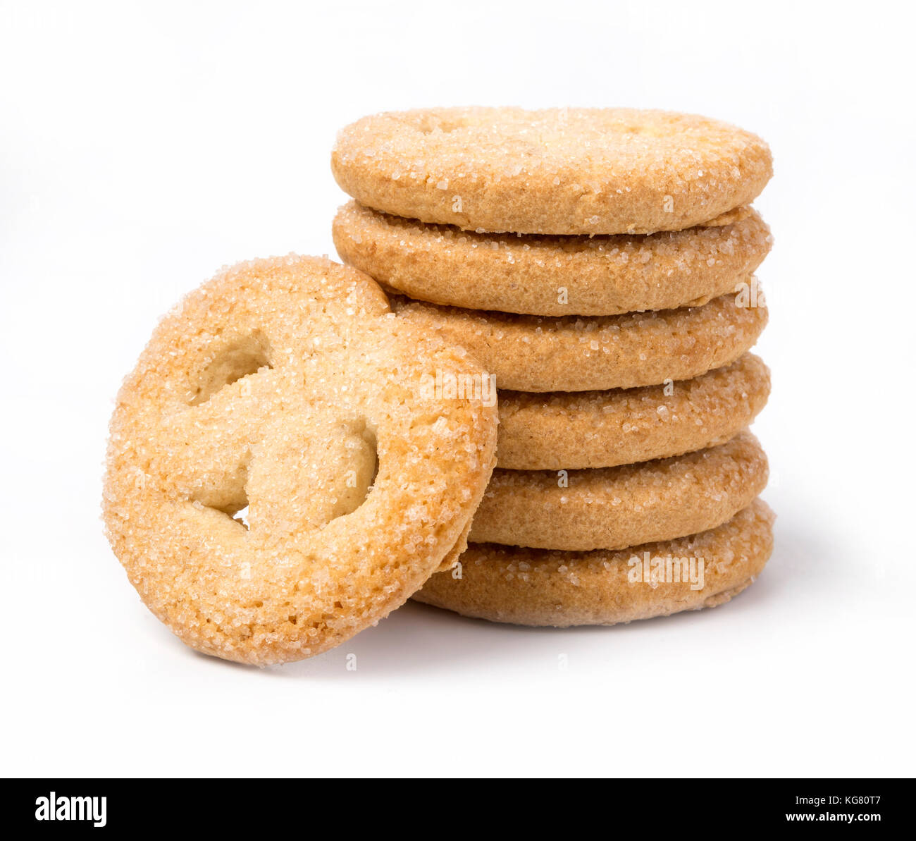 BISCUITS A stack of delicious biscuits isolated on white, Cookies