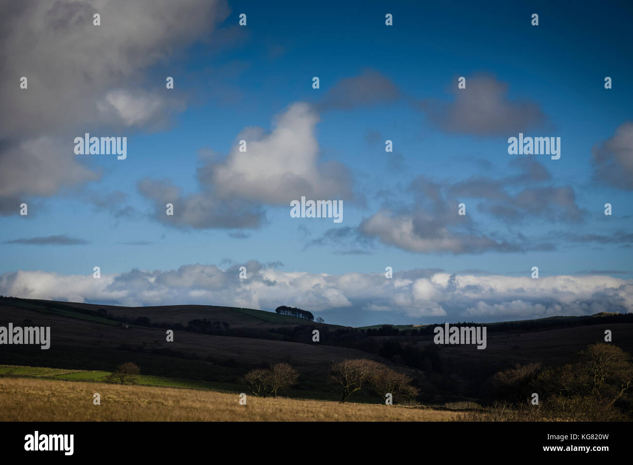 Walking route around Stocks Reservoir, Gisburn Forest, Lancashire, UK. Stock Photo