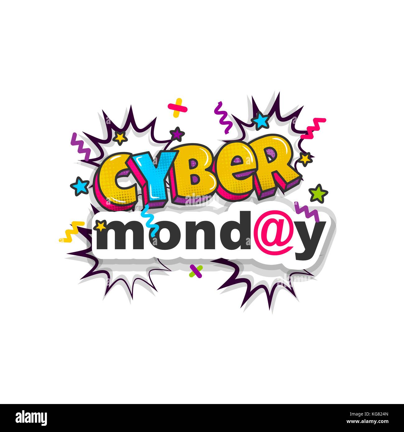 Cyber monday advertisement comic text pop art Stock Vector