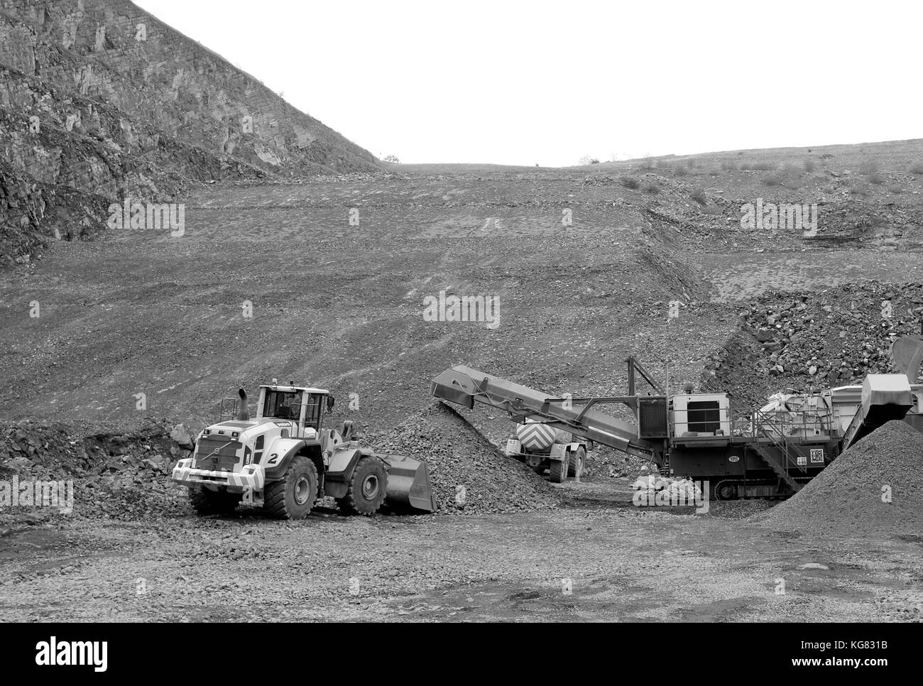 October 2017 - Quarry machinery, diggers and crushers and loaders Stock Photo