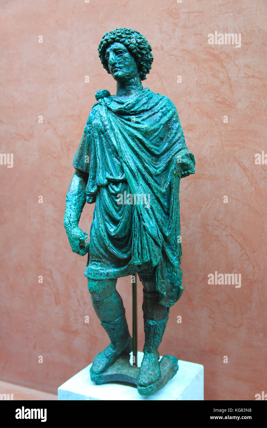 Bronze female figure, Museo Nacional de Arte Romano, national museum of Roman art, Merida, Extremadura, Spain Stock Photo