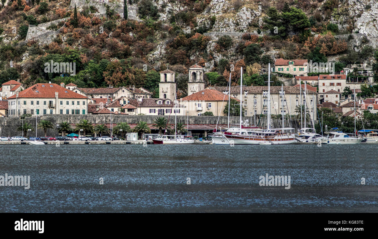 Montenegro - Panoramic view of the city of Kotor Stock Photo