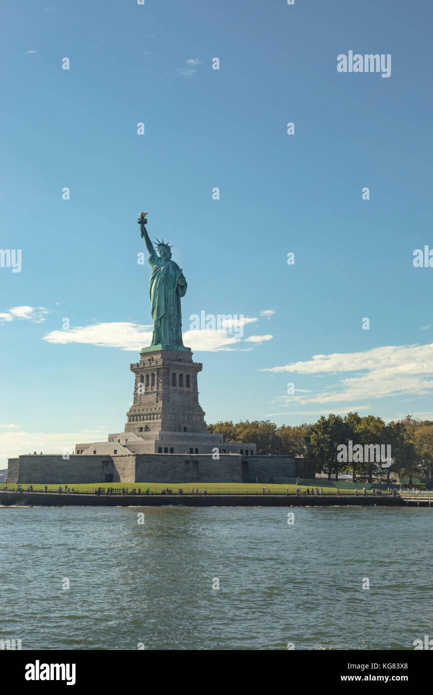 View of the Statue Of Liberty and its pedestal in New York City