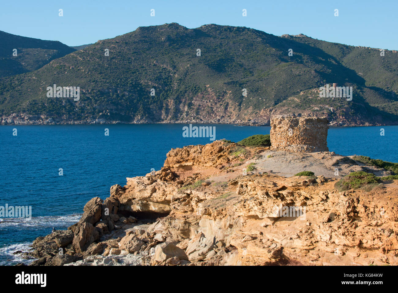 View on the tower of Porto Ferro, Sardinia, Italy Stock Photo