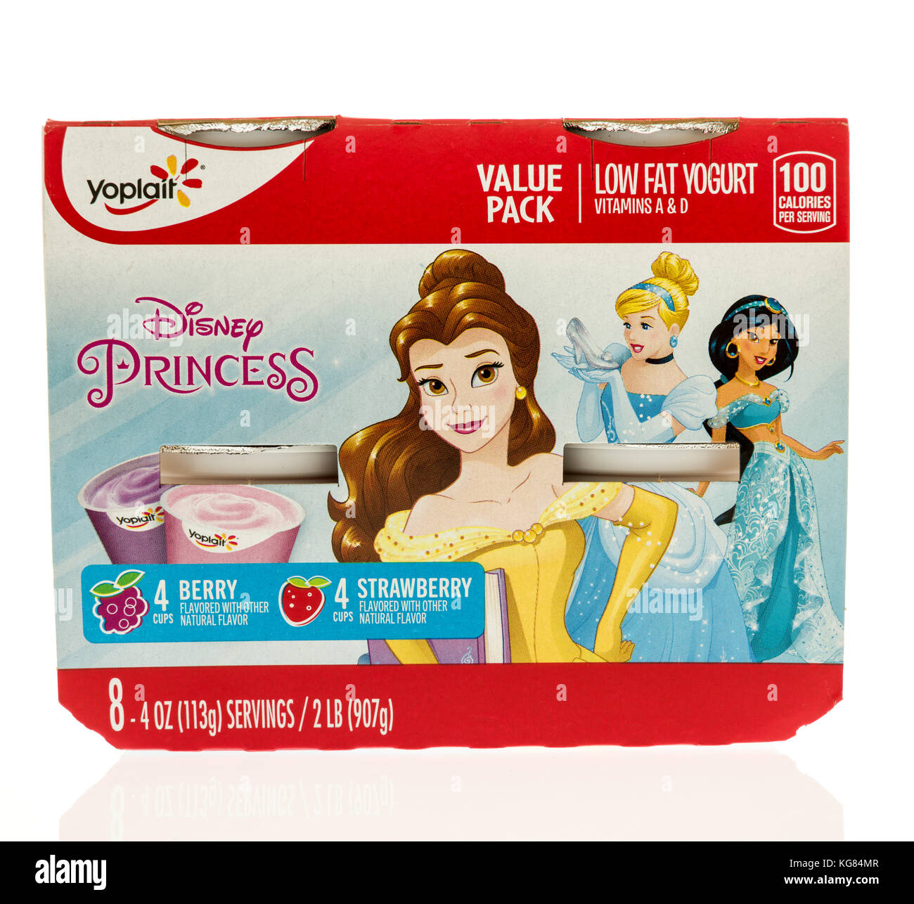 Winneconne, WI - 31 October 2017:  A pack of Yoplait Disney Princess yogurt on an isolated background. Stock Photo